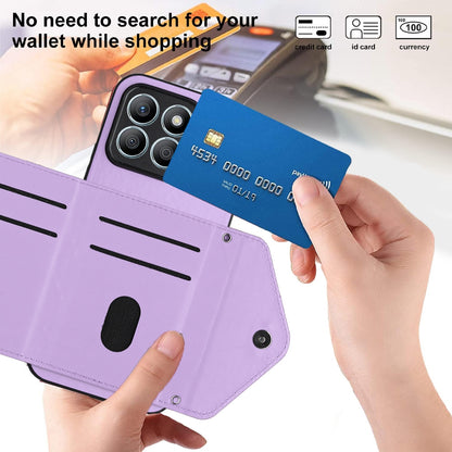 Honor X8b 4G Leather Case with Card Holder & RFID Protection, Long Lanyard Included