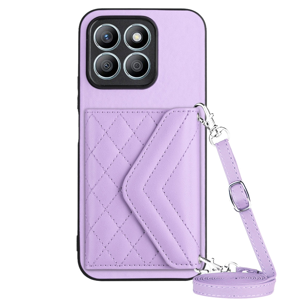Honor X8b 4G Leather Case with Card Holder & RFID Protection, Long Lanyard Included