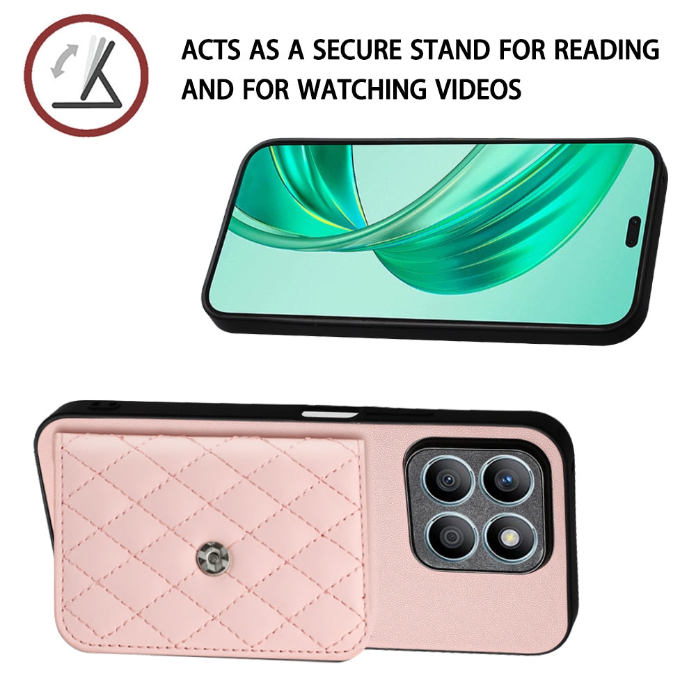 Honor X8b 4G Leather Case with Card Holder & RFID Protection, Long Lanyard Included