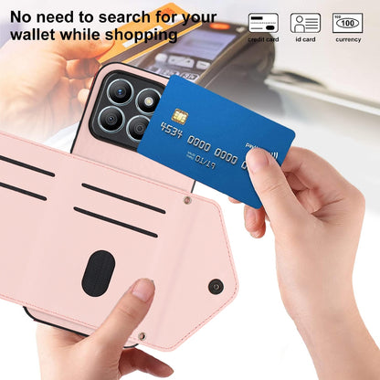 Honor X8b 4G Leather Case with Card Holder & RFID Protection, Long Lanyard Included