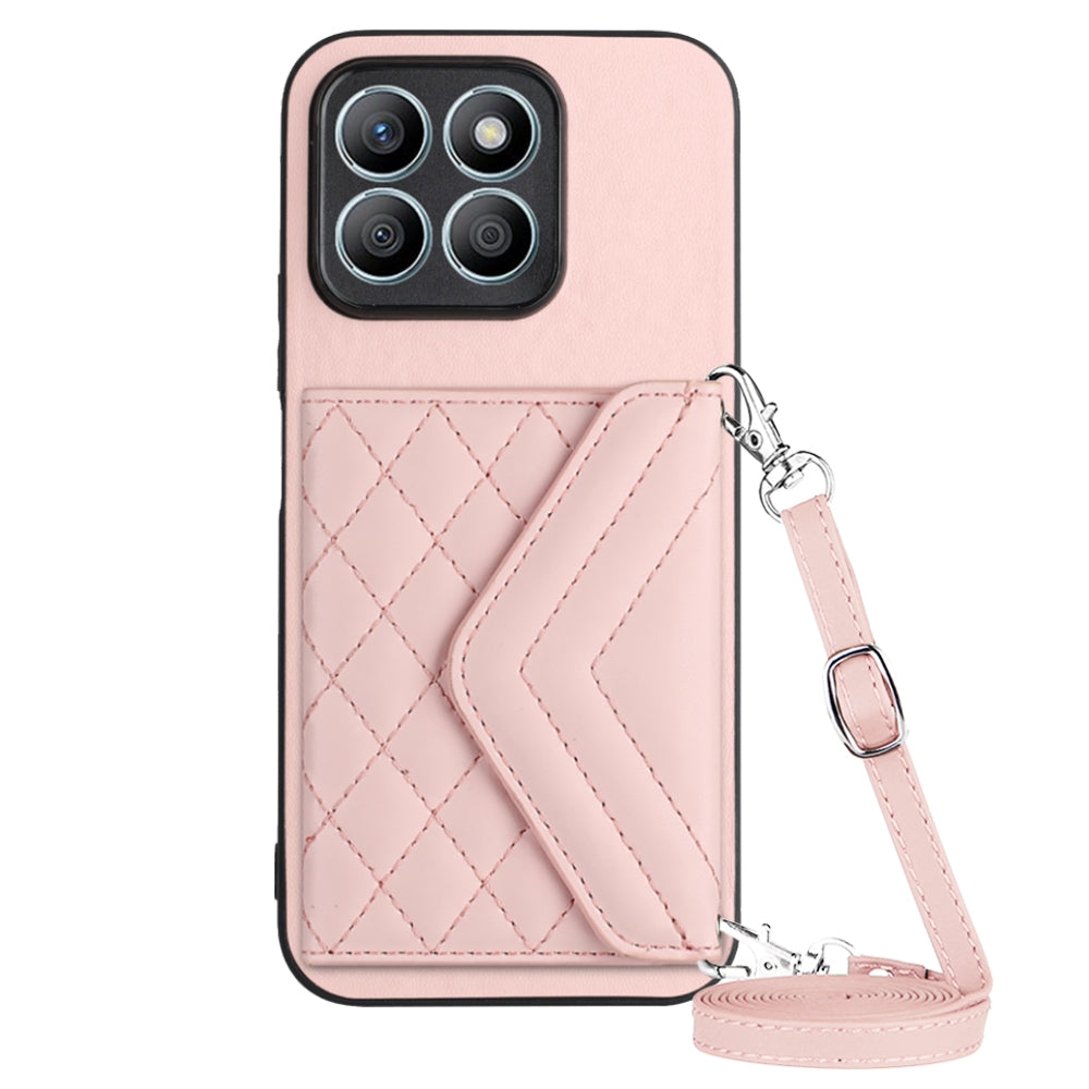 Honor X8b 4G Leather Case with Card Holder & RFID Protection, Long Lanyard Included