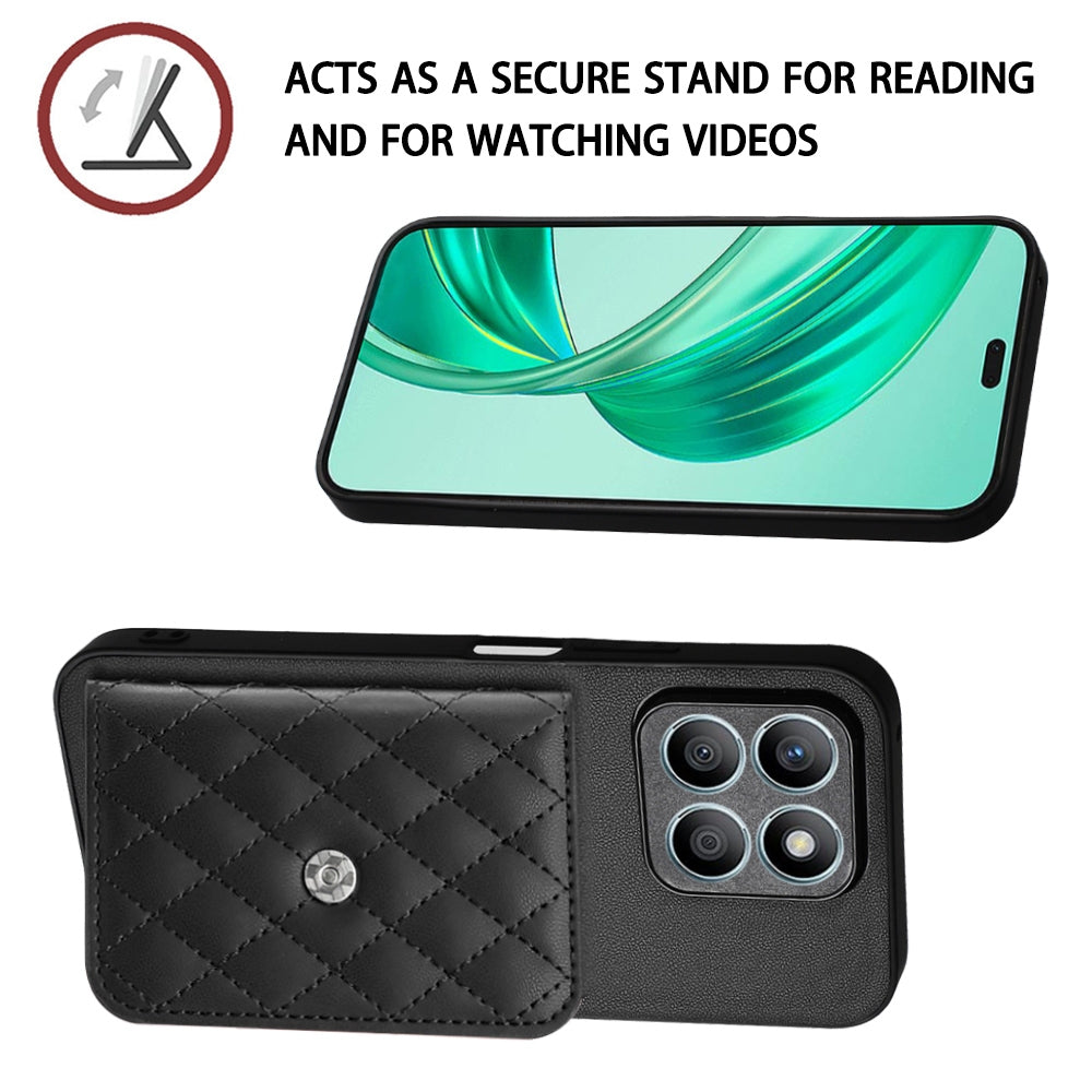 Honor X8b 4G Leather Case with Card Holder & RFID Protection, Long Lanyard Included