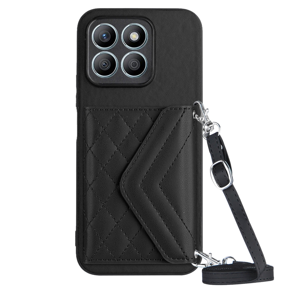 Honor X8b 4G Leather Case with Card Holder & RFID Protection, Long Lanyard Included