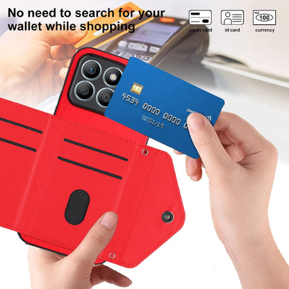 Honor X8b 4G Leather Case with Card Holder & RFID Protection, Long Lanyard Included