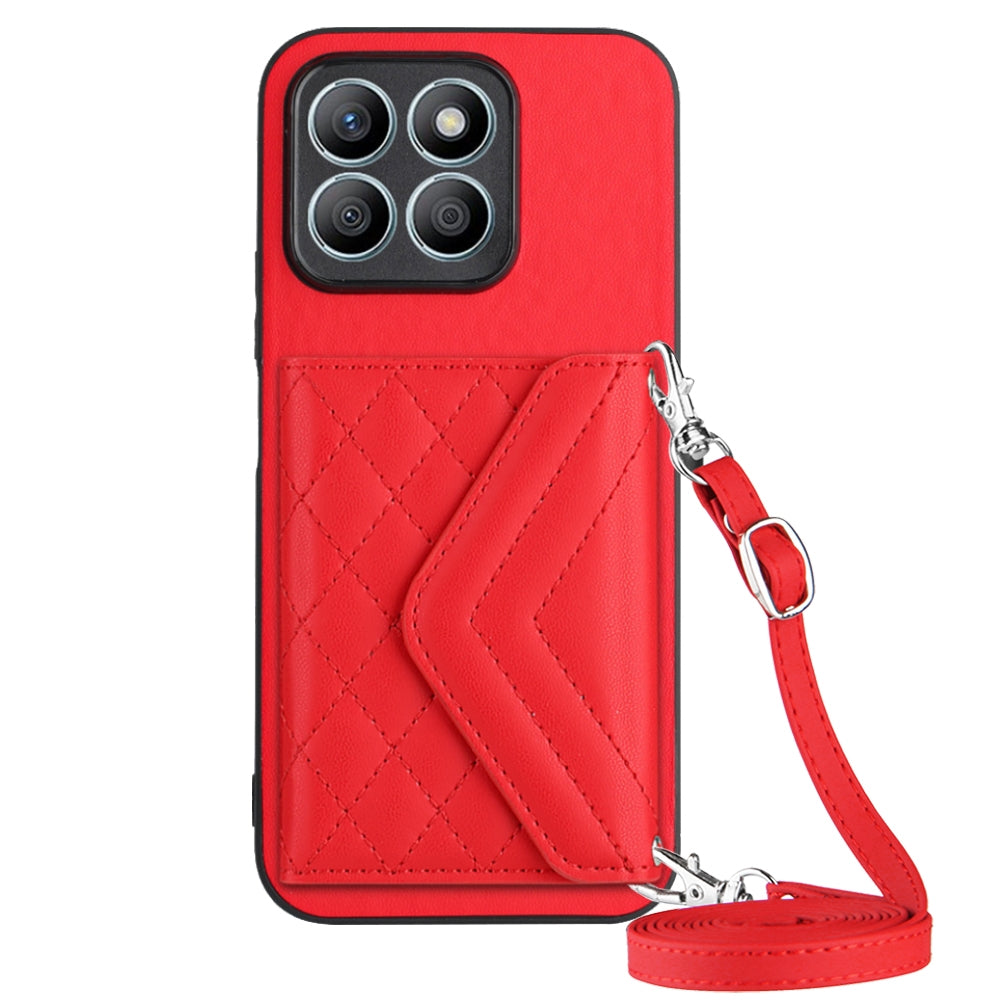 Honor X8b 4G Leather Case with Card Holder & RFID Protection, Long Lanyard Included