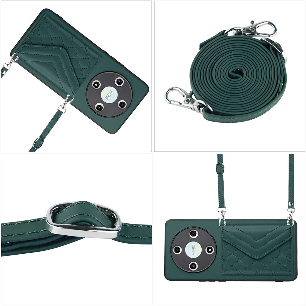 Honor Magic 6 Lite Leather Case with Card Holder & RFID Protection, Long Lanyard Included
