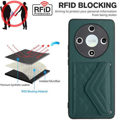 Honor X9b Leather Case with Card Holder & RFID Protection, Long Lanyard Included
