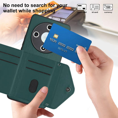 Honor Magic 6 Lite Leather Case with Card Holder & RFID Protection, Long Lanyard Included