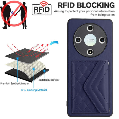 Honor X9b Leather Case with Card Holder & RFID Protection, Long Lanyard Included
