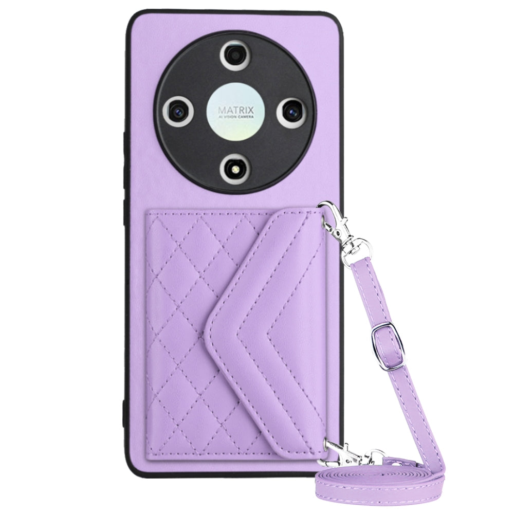 Honor Magic 6 Lite Leather Case with Card Holder & RFID Protection, Long Lanyard Included