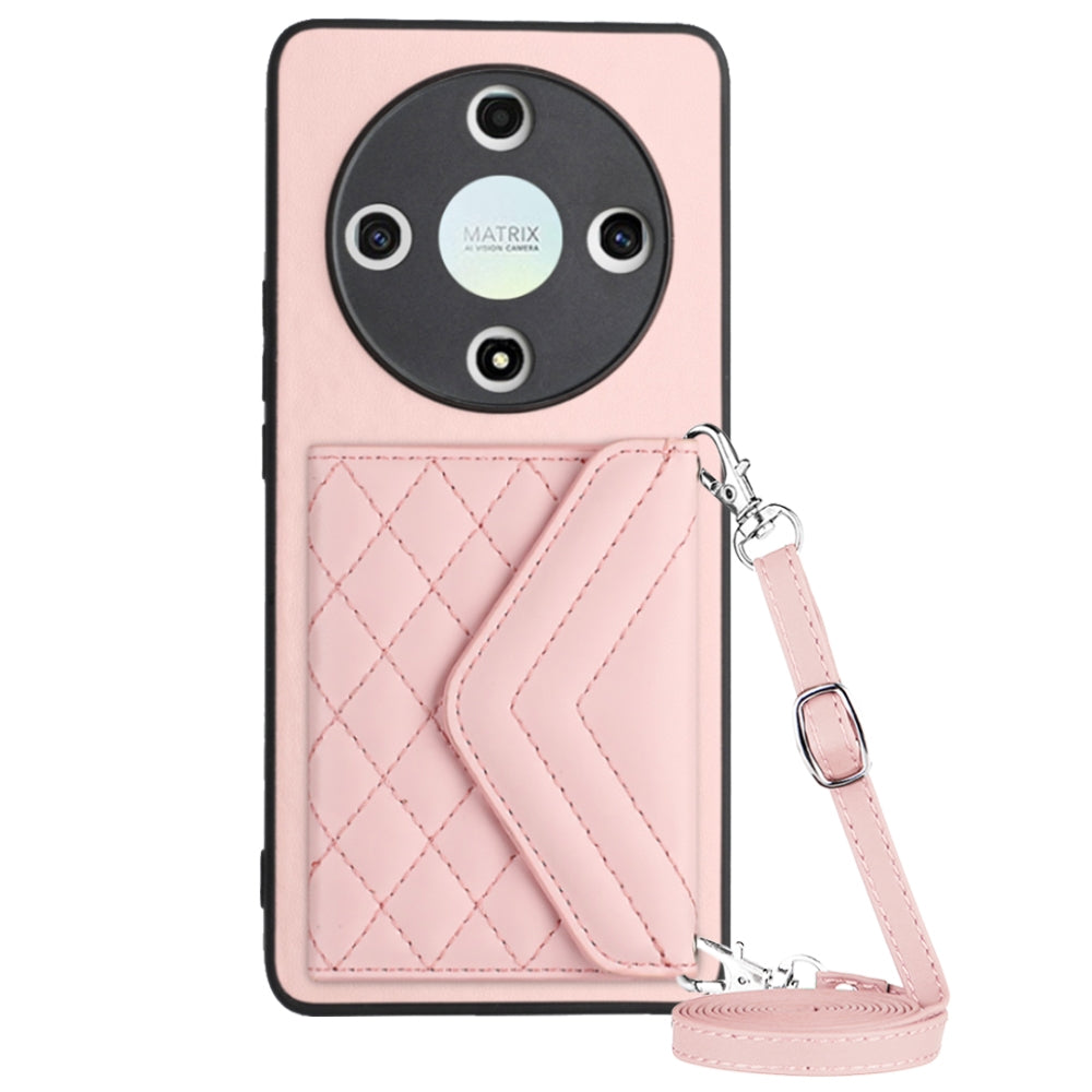 Honor Magic 6 Lite Leather Case with Card Holder & RFID Protection, Long Lanyard Included