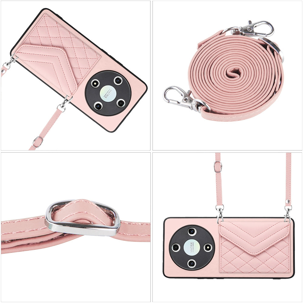 Honor Magic 6 Lite Leather Case with Card Holder & RFID Protection, Long Lanyard Included
