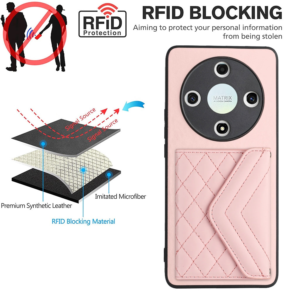 Honor X9b Leather Case with Card Holder & RFID Protection, Long Lanyard Included