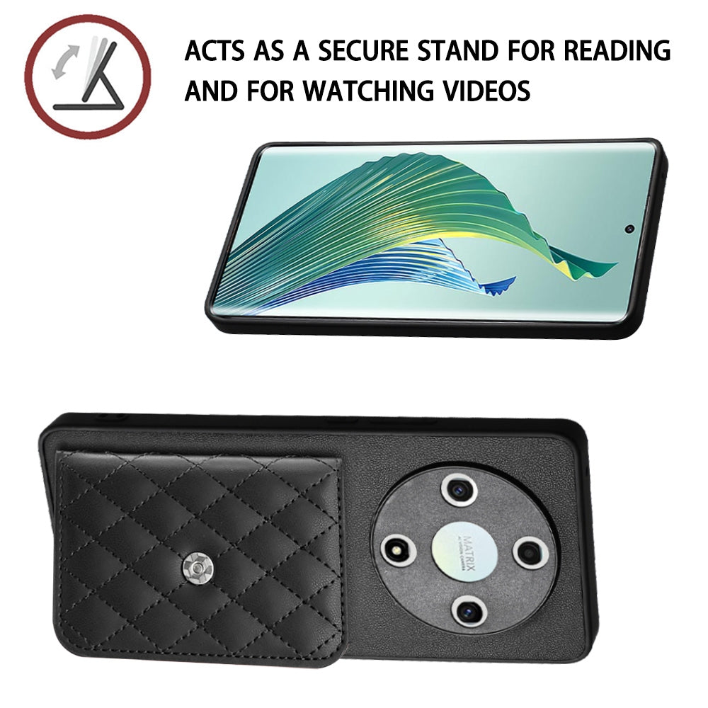 Honor Magic 6 Lite Leather Case with Card Holder & RFID Protection, Long Lanyard Included