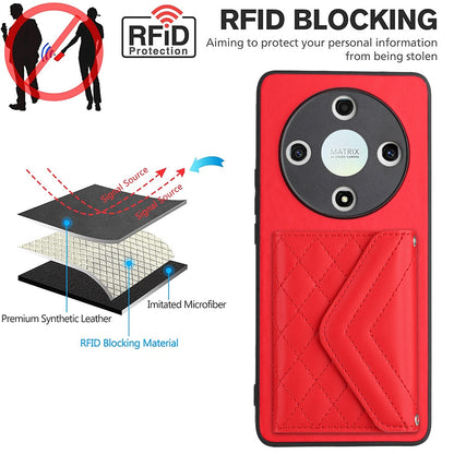 Honor Magic 6 Lite Leather Case with Card Holder & RFID Protection, Long Lanyard Included