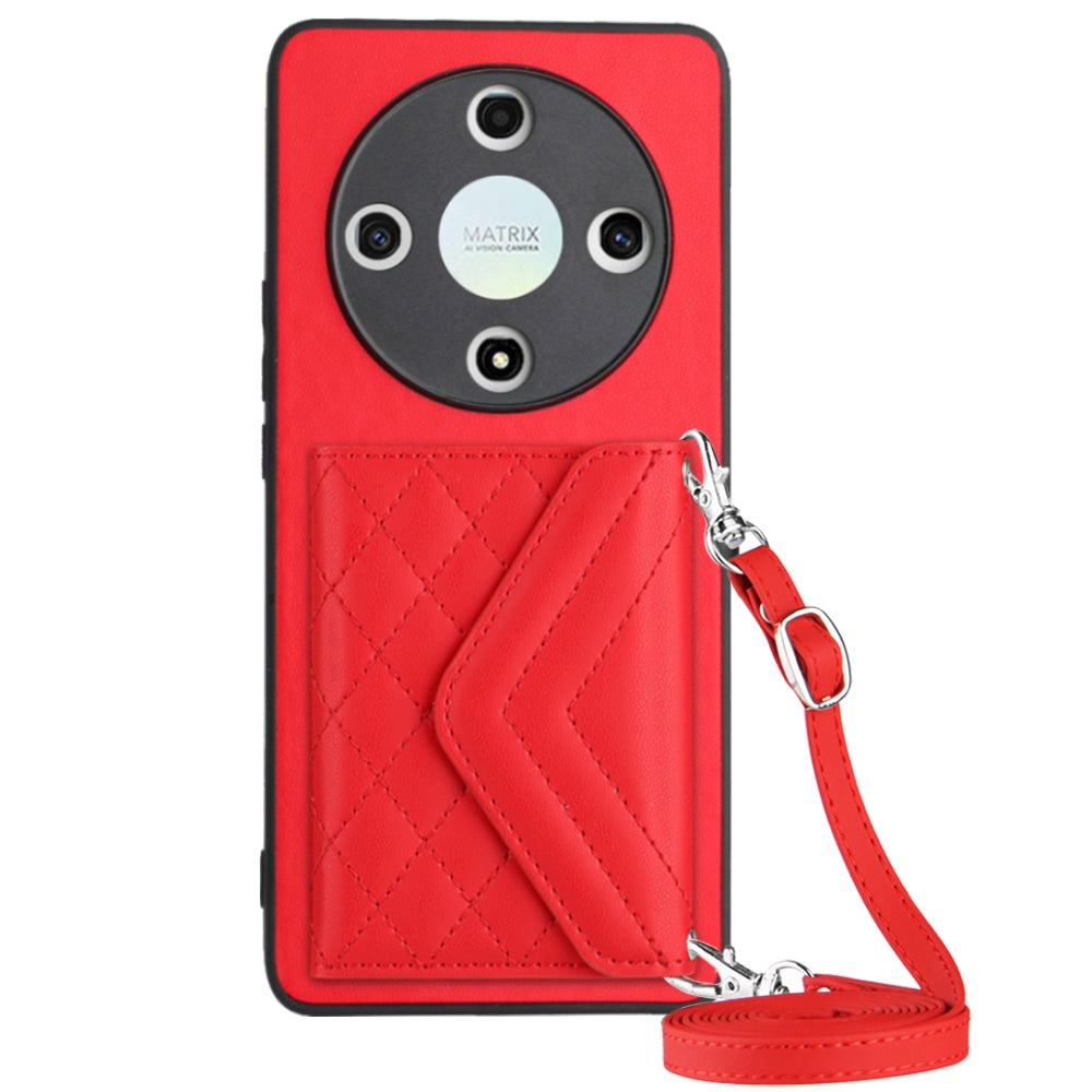 Honor X9b Leather Case with Card Holder & RFID Protection, Long Lanyard Included