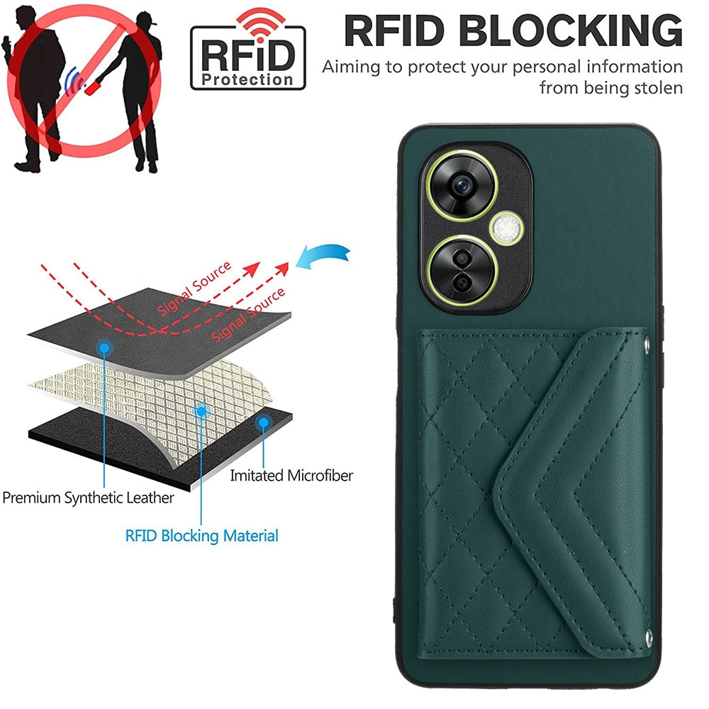 OnePlus Nord CE 3 Lite Leather Case with Card Holder & RFID Protection, Long Lanyard Included
