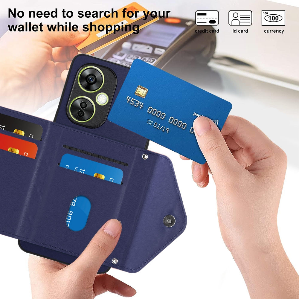 OPPO K11X Leather Case with Card Holder & RFID Protection, Long Lanyard Included
