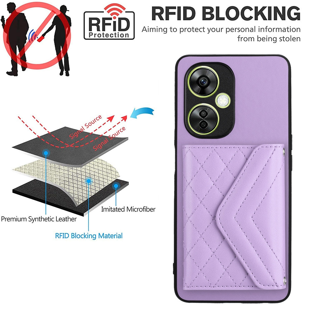 OPPO K11X Leather Case with Card Holder & RFID Protection, Long Lanyard Included