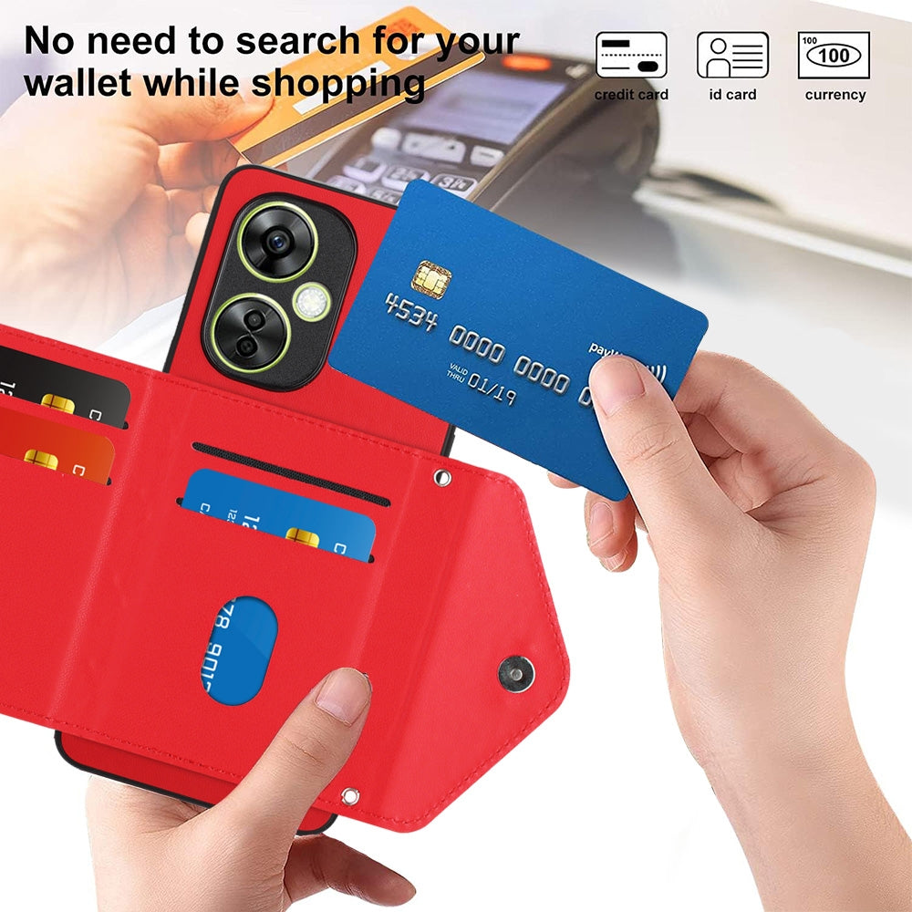 OPPO K11X Leather Case with Card Holder & RFID Protection, Long Lanyard Included