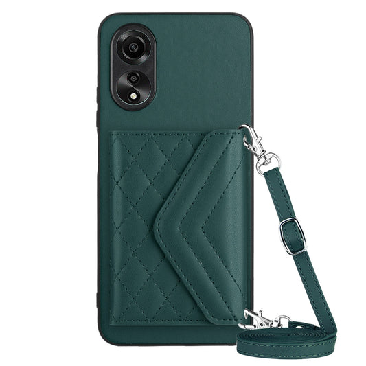 OPPO A17 Leather Case with Card Holder & RFID Protection, Long Lanyard Included