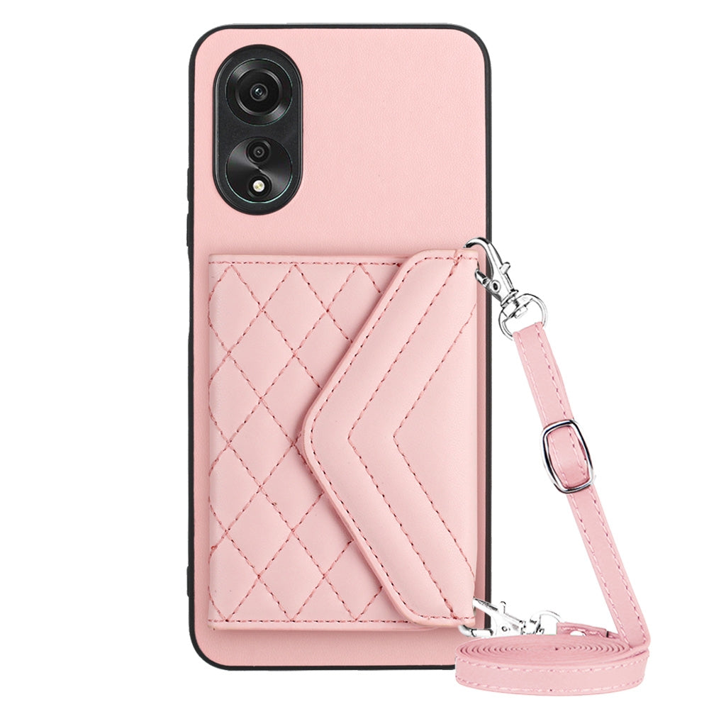 OPPO A17 Leather Case with Card Holder & RFID Protection, Long Lanyard Included