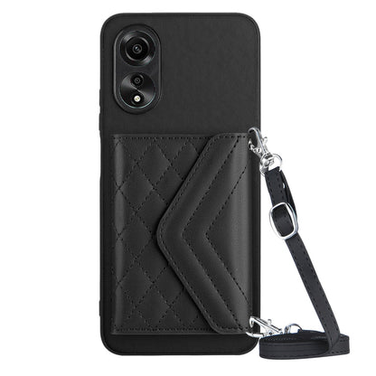 OPPO A17 Leather Case with Card Holder & RFID Protection, Long Lanyard Included