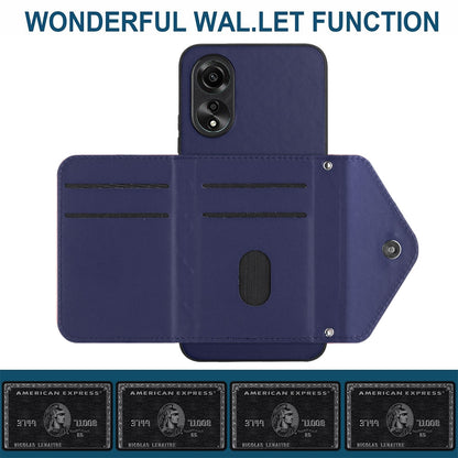 OPPO A18 4G Leather Case with Card Holder & RFID Protection, Long Lanyard Included
