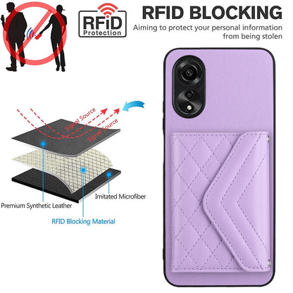 OPPO A18 4G Leather Case with Card Holder & RFID Protection, Long Lanyard Included