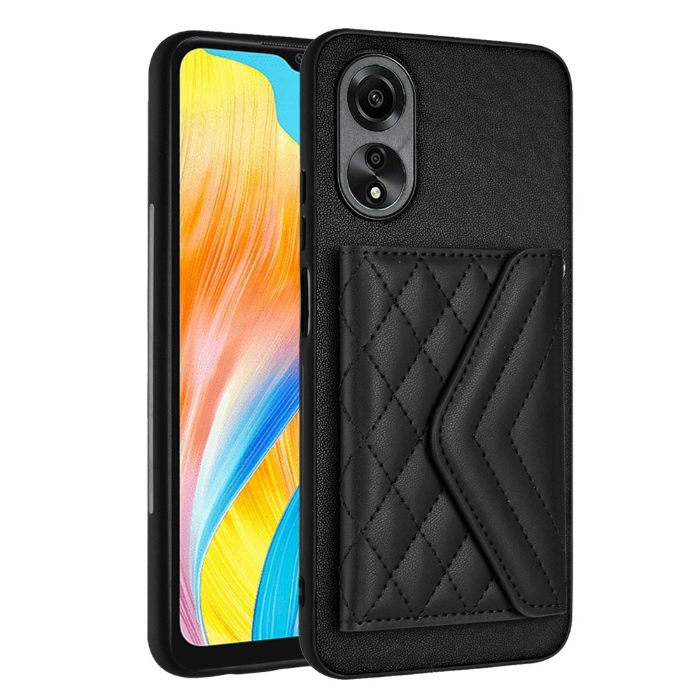 OPPO A38 4G Leather Case with Card Holder & RFID Protection, Long Lanyard Included