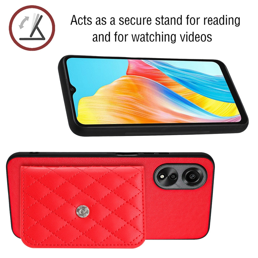 OPPO A38 4G Leather Case with Card Holder & RFID Protection, Long Lanyard Included