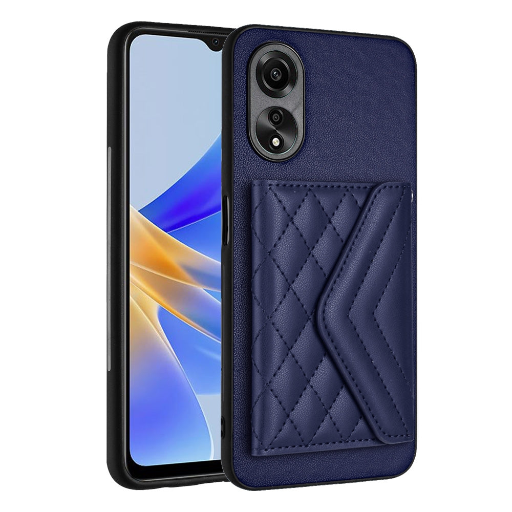 OPPO A58x Leather Case with Card Holder & RFID Protection, Long Lanyard Included