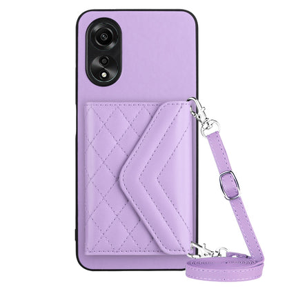 OPPO A58x Leather Case with Card Holder & RFID Protection, Long Lanyard Included