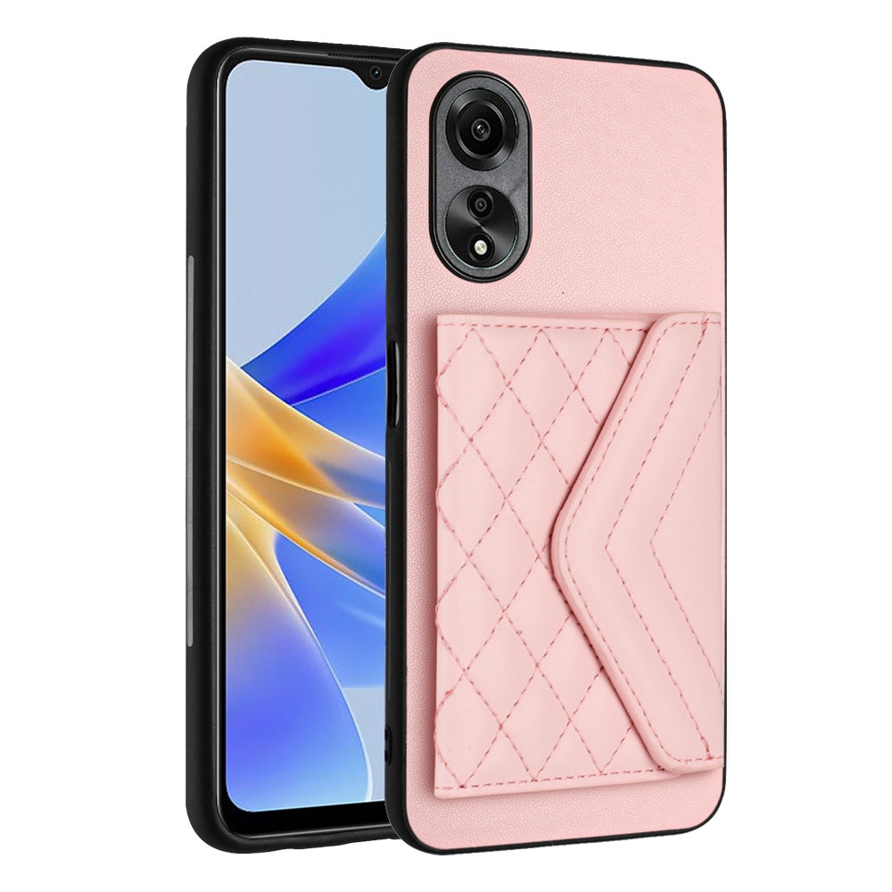 OPPO A58 Leather Case with Card Holder & RFID Protection, Long Lanyard Included