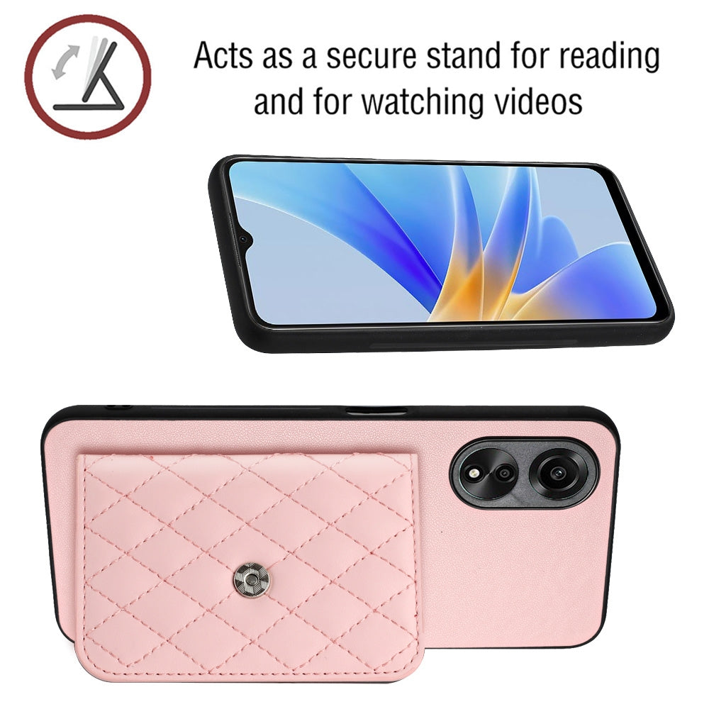 OPPO A58 Leather Case with Card Holder & RFID Protection, Long Lanyard Included