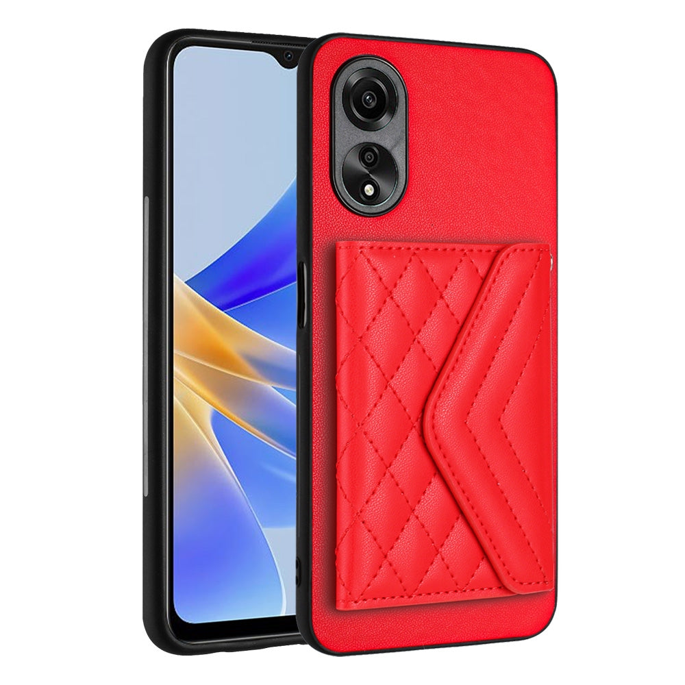 OPPO A58 Leather Case with Card Holder & RFID Protection, Long Lanyard Included