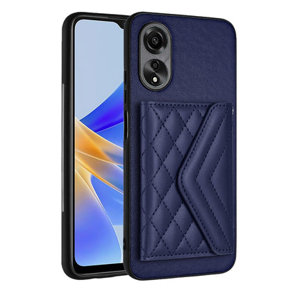 OPPO A58 4G Leather Case with Card Holder & RFID Protection, Long Lanyard Included