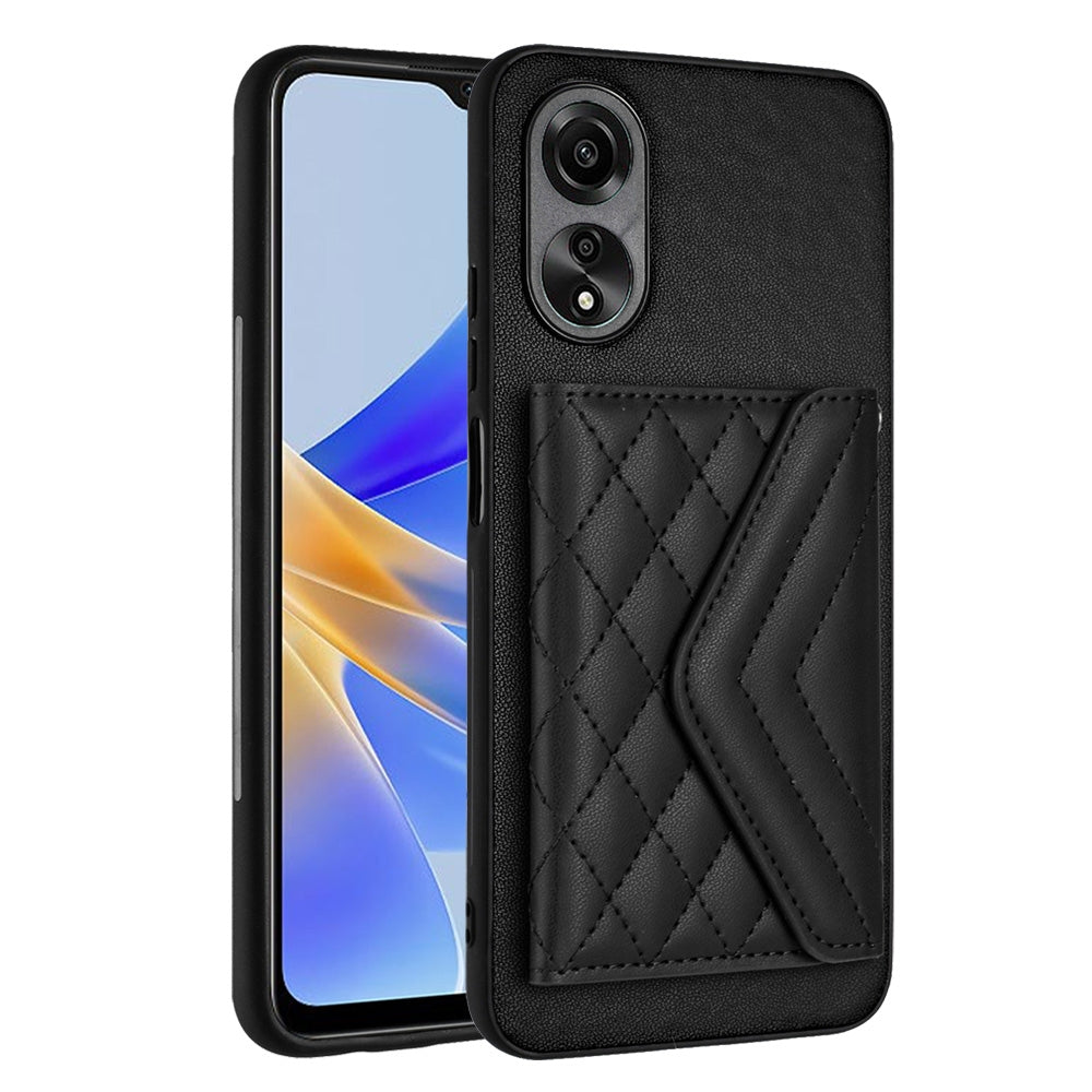OPPO A58 4G Leather Case with Card Holder & RFID Protection, Long Lanyard Included