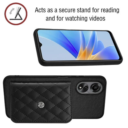 OPPO A58 4G Leather Case with Card Holder & RFID Protection, Long Lanyard Included