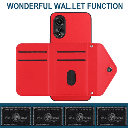 OPPO A58 4G Leather Case with Card Holder & RFID Protection, Long Lanyard Included