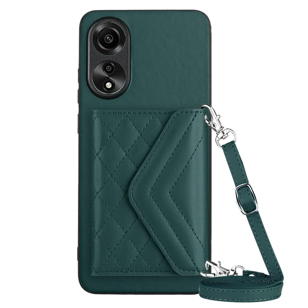 OPPO A78 4G Leather Case with Card Holder & RFID Protection, Long Lanyard Included