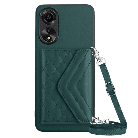OPPO A78 4G Leather Case with Card Holder & RFID Protection, Long Lanyard Included