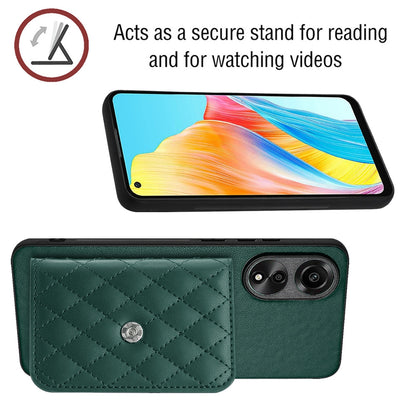 OPPO A78 4G Leather Case with Card Holder & RFID Protection, Long Lanyard Included
