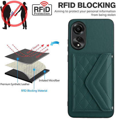 OPPO A78 4G Leather Case with Card Holder & RFID Protection, Long Lanyard Included