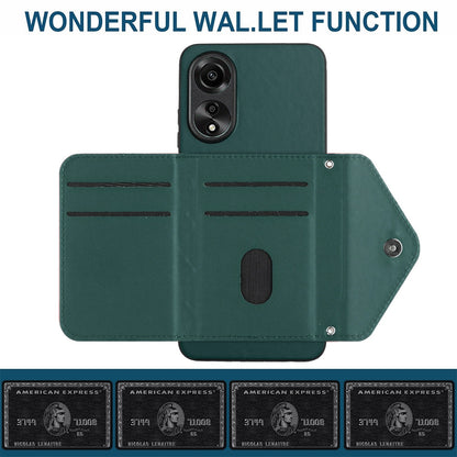 OPPO A78 4G Leather Case with Card Holder & RFID Protection, Long Lanyard Included