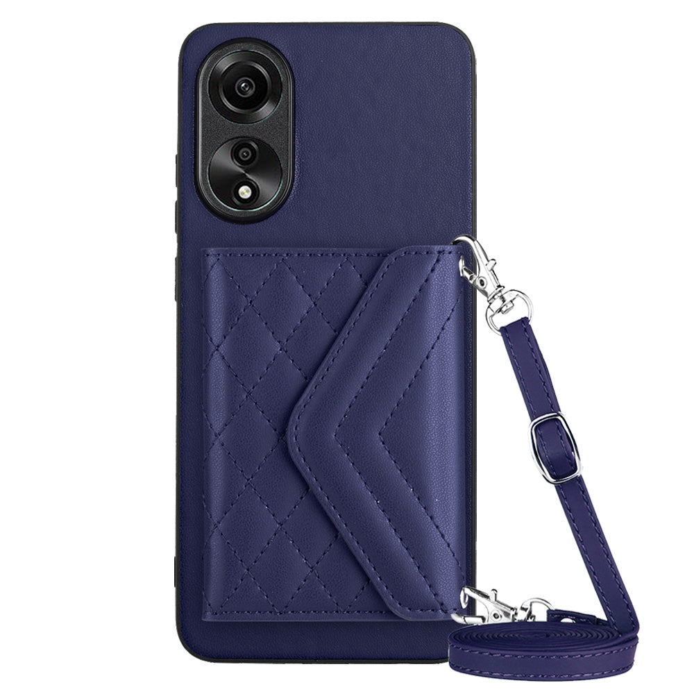 OPPO A78 4G Leather Case with Card Holder & RFID Protection, Long Lanyard Included