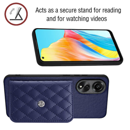 OPPO A78 4G Leather Case with Card Holder & RFID Protection, Long Lanyard Included