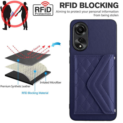 OPPO A78 4G Leather Case with Card Holder & RFID Protection, Long Lanyard Included