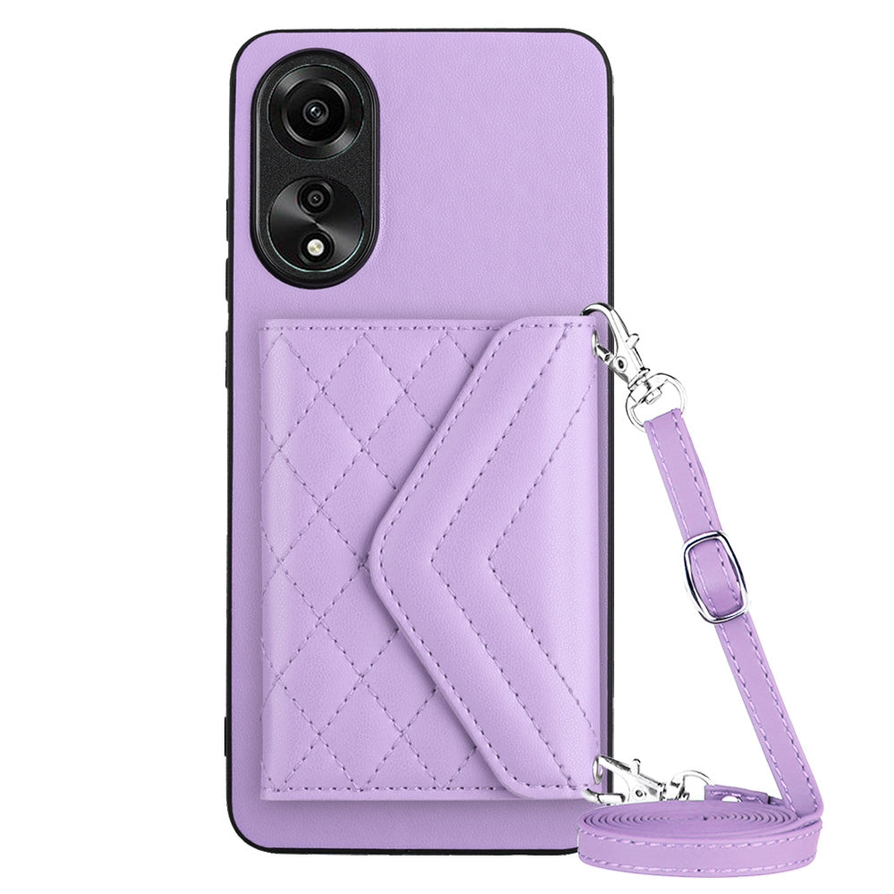OPPO A78 4G Leather Case with Card Holder & RFID Protection, Long Lanyard Included