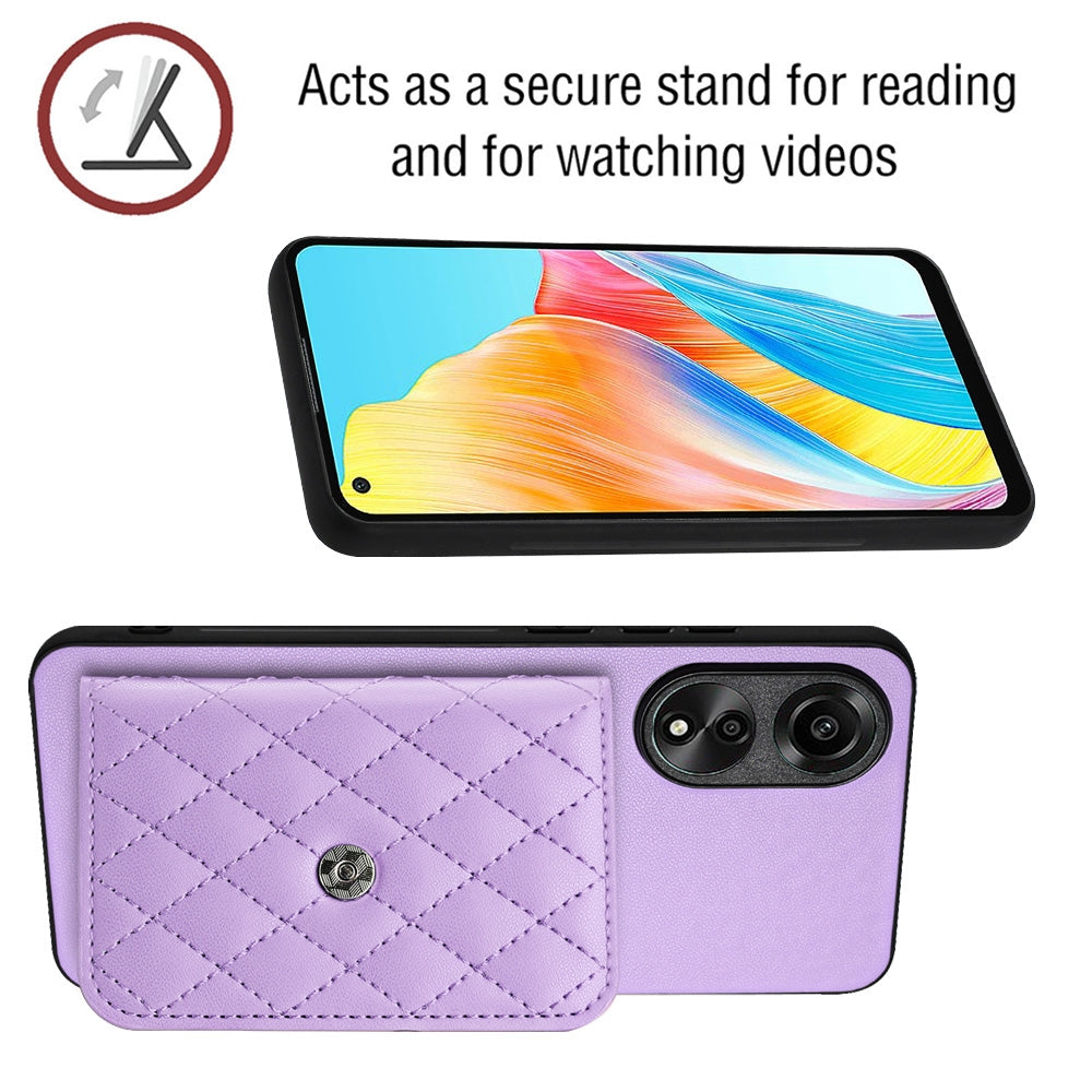 OPPO A78 4G Leather Case with Card Holder & RFID Protection, Long Lanyard Included